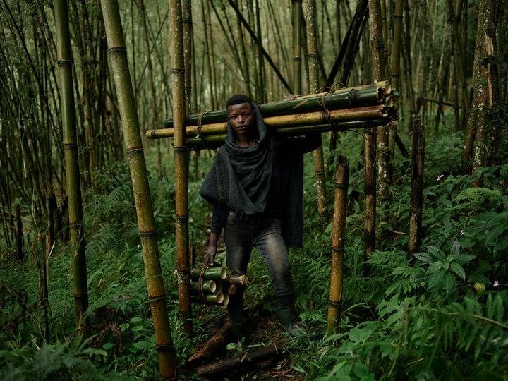 Ethiopia #54 - Addisu with bamboo from the forest floor